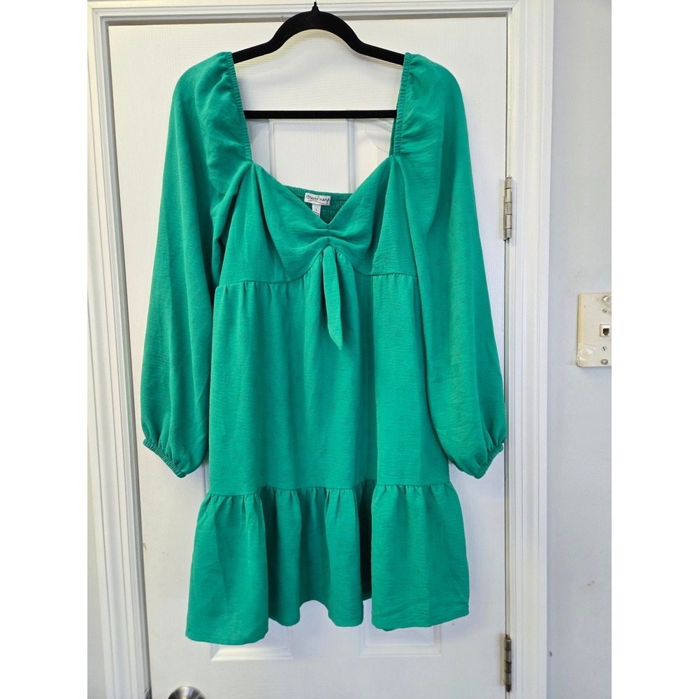 Kelly Green Swiss Dot Babydoll Mini Dress Sweetheart Neck L Cottagecore Romantic